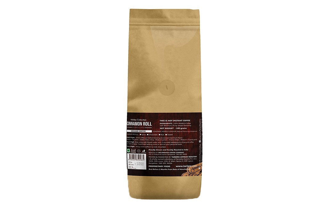 Tariero Artisan Roastery Cinnamon Roll Gourmet Coffee   Pack  250 grams